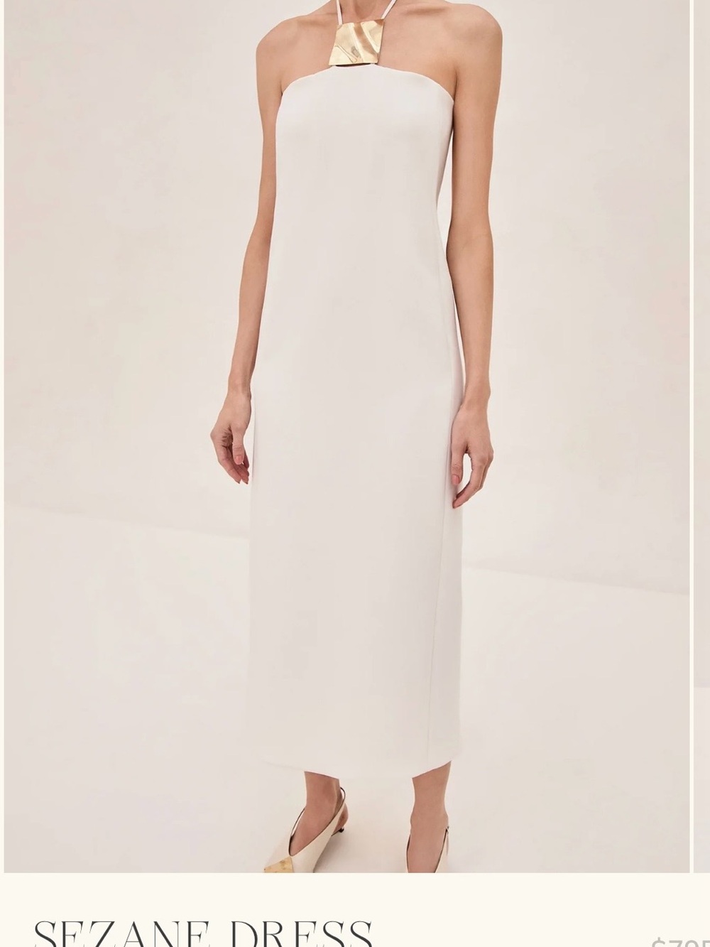 Alexis Strapless Cream Column Midi Dress